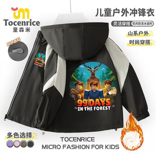 新款99 nights in the forest deer儿童加绒冲锋衣男女童防风外套