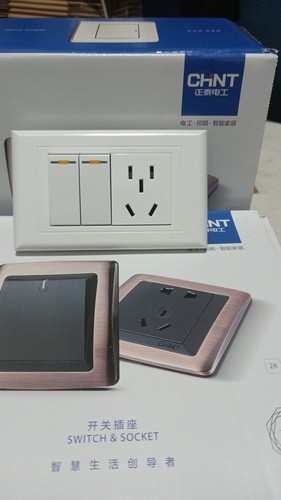 正泰2开关双控二开插座三孔120型