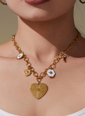 爱心多配件滴油项链手链