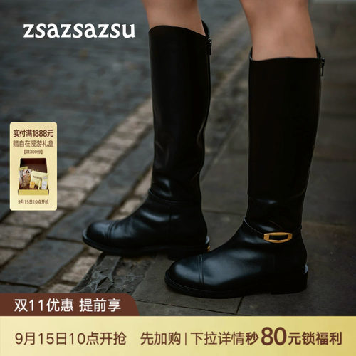 莎莎苏秋季时尚通勤女高筒靴