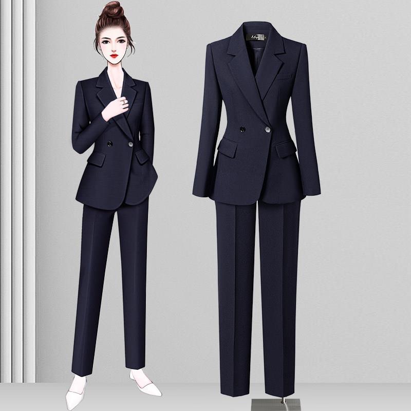 高端上班服西装套装女春秋气质公务员面试大学生正装微喇叭裤工作