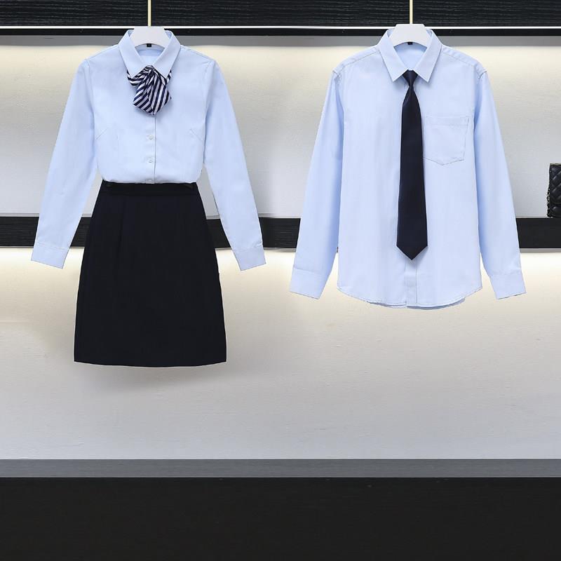 男女同款职业套装女长袖秋季白色衬衫工作服上班正装售楼部工装女
