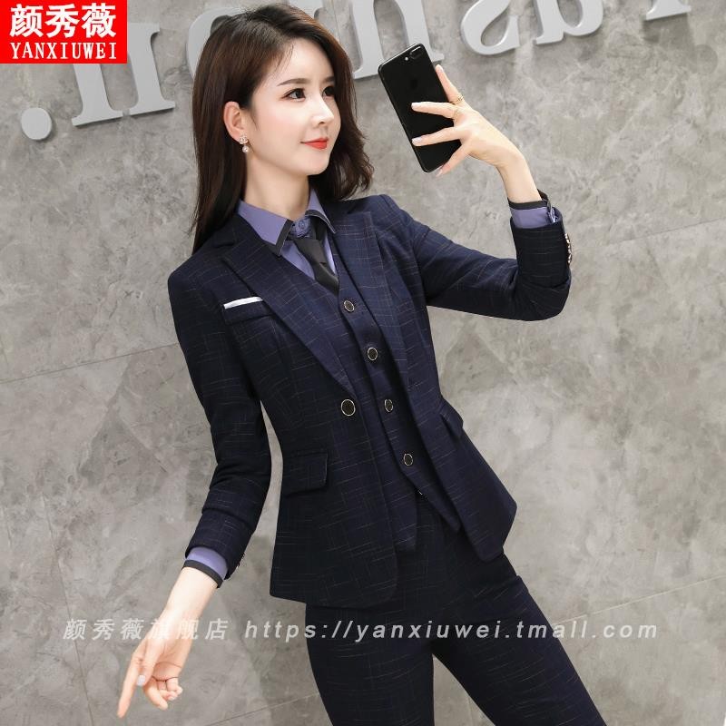秋冬新款职业装西装套装女时尚英伦风工作服气质西服商务面试正装