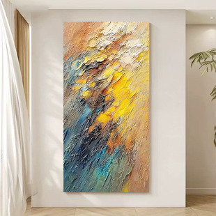 大芬村手绘油画诗意盎然客厅装饰画高级立体抽象入户玄关肌理挂画