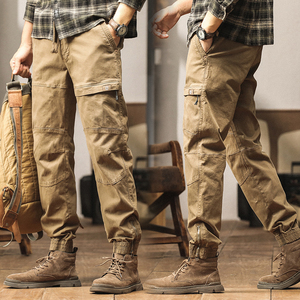 户外工装裤男耐磨运动裤男士裤直筒宽松大码春秋纯棉多口袋休闲裤