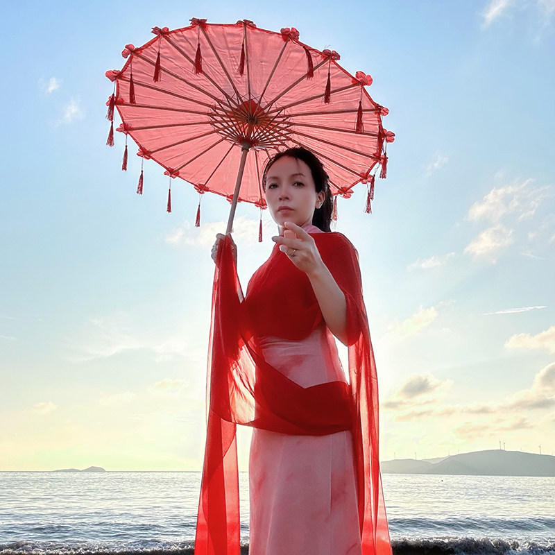 古风国风汉服男女结婚伞婚礼陪嫁油纸布喜伞拍照道具伞舞蹈走秀伞