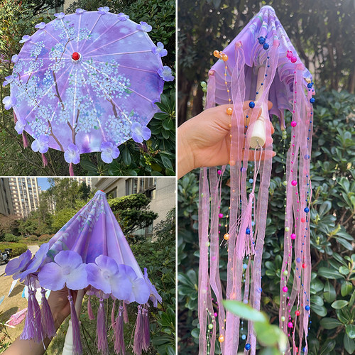 走秀流苏女童古装女童舞蹈伞古代风伞道具汉服伞油纸伞雨伞中国风