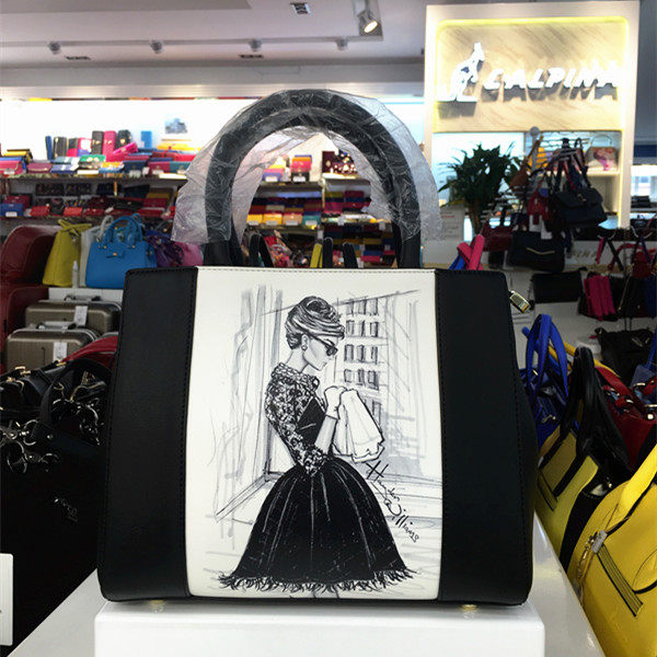 专柜正品阿尔皮纳袋鼠女包新款美女图案手提包休闲时尚包bkj03823