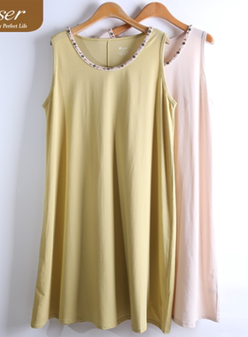 caser凯撒夏季女士轻氧SD圆领贝壳织带家居服睡裙睡衣BP08-6887