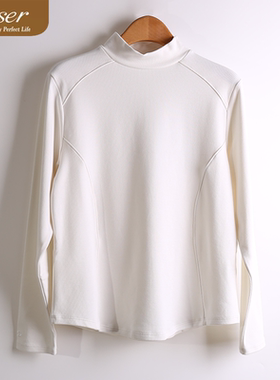 凯撒caser女士摩登罗纹曲线半高领上衣保暖长袖打底衫BN63-5553