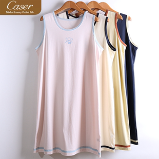 caser凯撒夏季女士森格全棉学院印花背心家居服睡裙睡衣BM01-6807