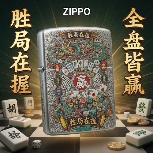 ZIPPO正品打火机鸿运胜券在握创意麻将骰子收藏七夕送男友礼物