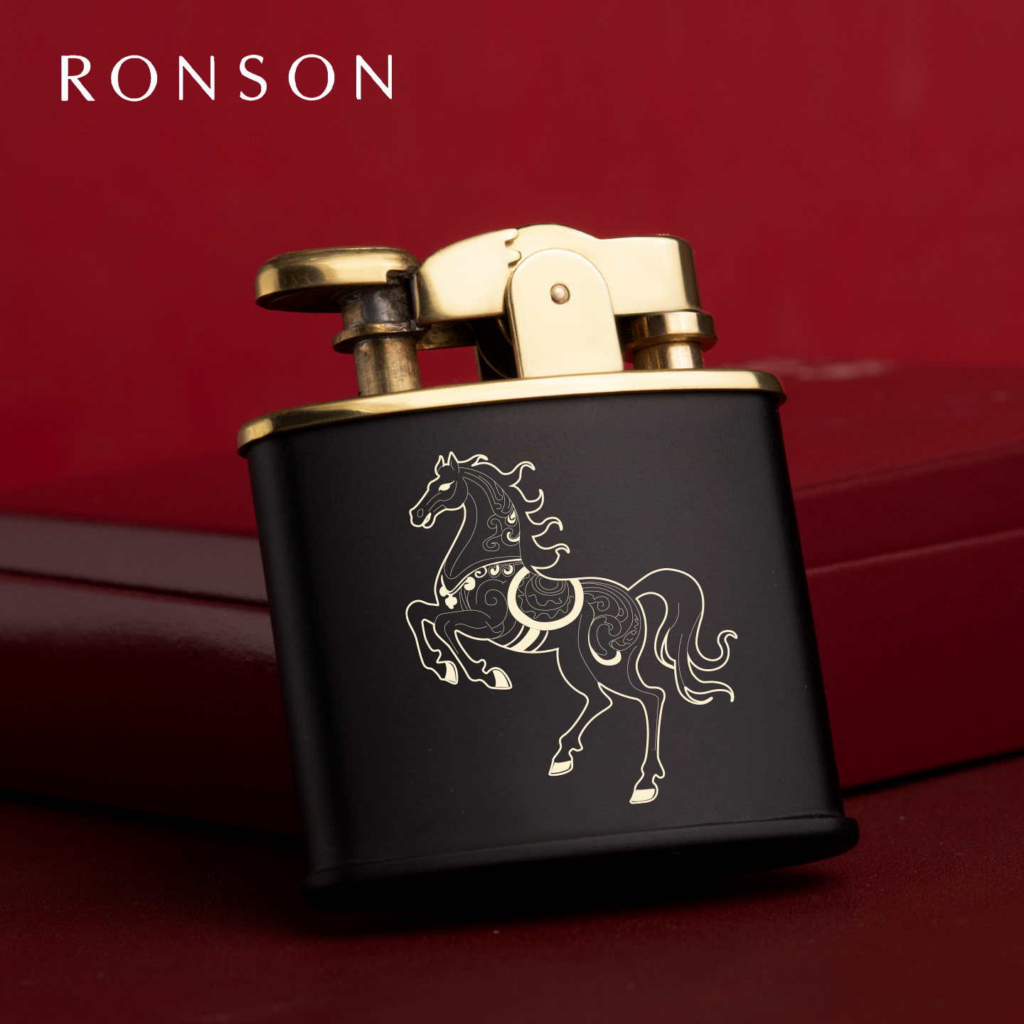 日本进口ronson朗森煤油打火机男复古机械创意马年生肖礼物送男友
