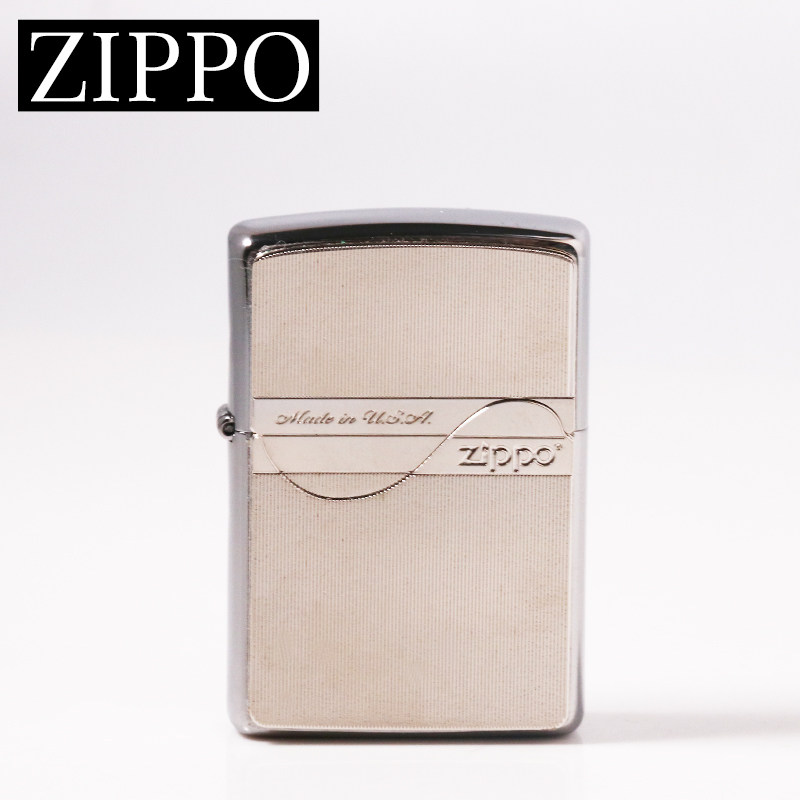 zippo煤油银色镜面防风竖纹正品