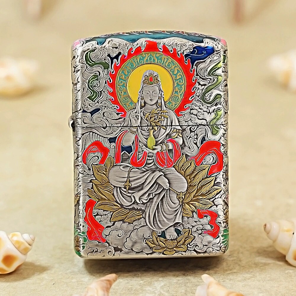 zippo打火机正品煤油防风盔甲吉祥观音佛七夕送男友礼物高端收藏