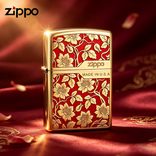 Zippo打火机官方正品红色珐琅彩向阳花礼盒套装生日礼物送男生