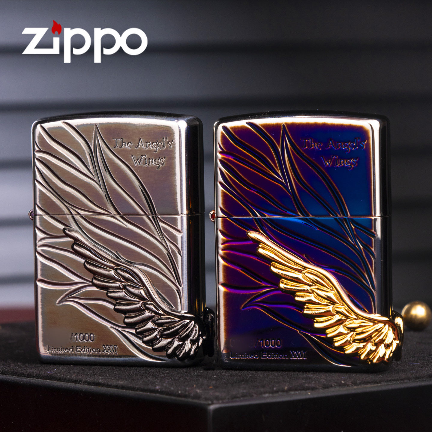 zippo打火机天使之翼限量收藏款男士贴章翅膀煤油防风新年礼物
