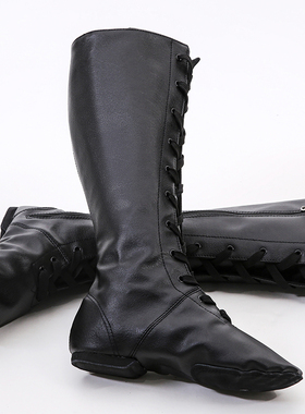 蒙古舞蹈鞋子藏族靴男藏族舞鞋男女通用舞蹈鞋靴黑色真皮艺考演出