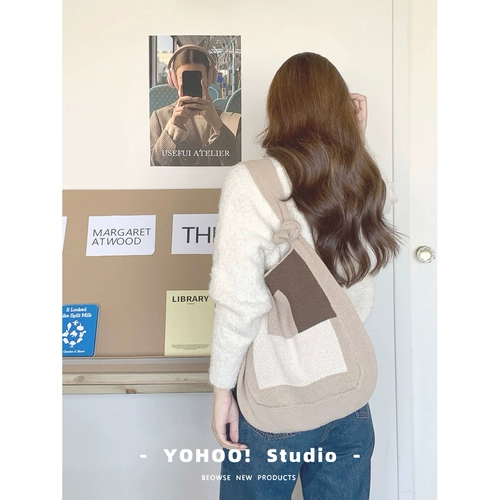 Брендовая демисезонная трикотажная сумка через плечо, сумка на одно плечо, шоппер, тканевый мешок