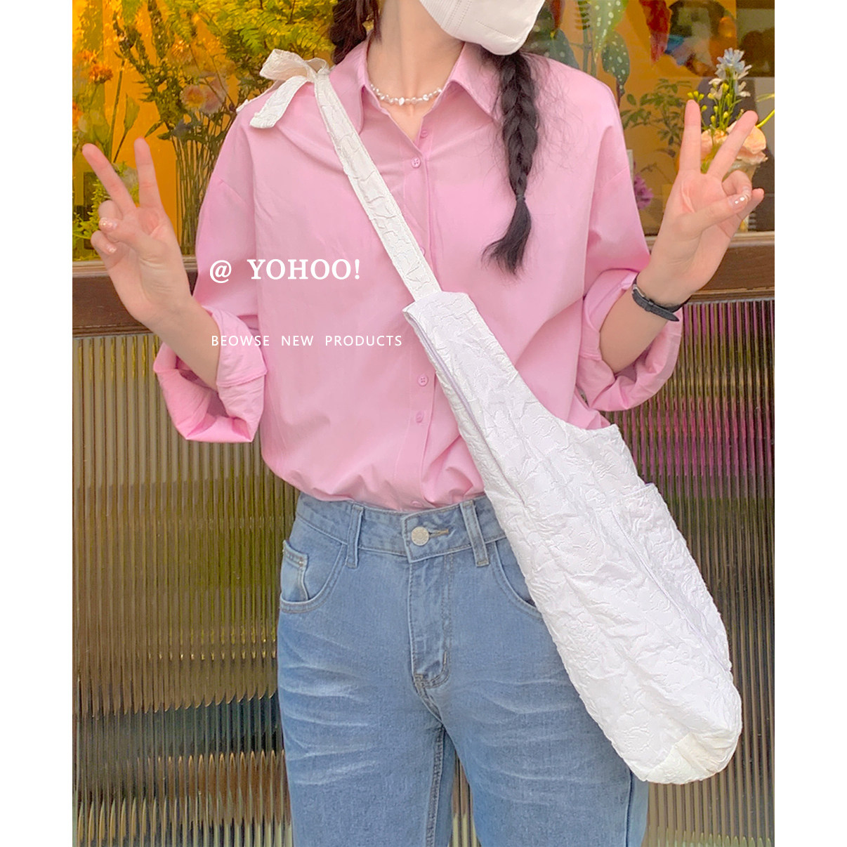 YOHOO!/韩风chic褶皱质感百搭日系斜挎包单肩背包帆布袋书包女ins