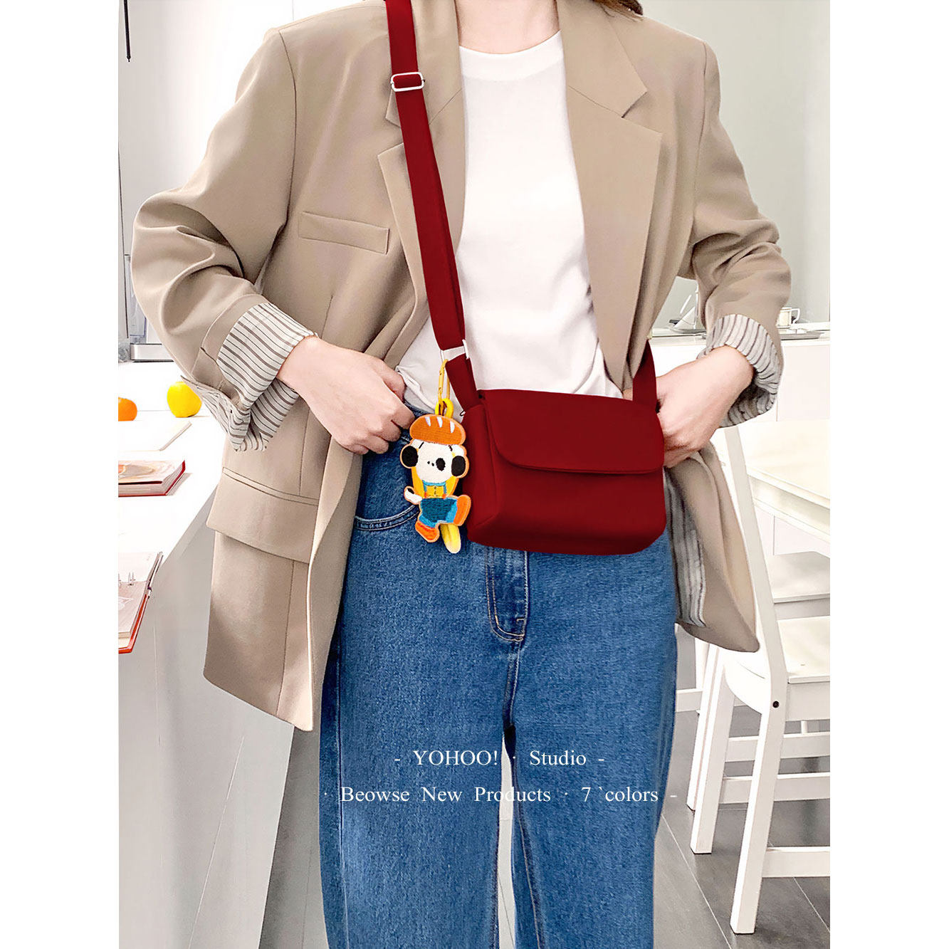 YOHOO!/ins简约风纯色百搭日系斜挎小包包女帆布小方包马鞍包背包,箱包皮具/热销女包/男包,通用款女包,淘宝优惠券,粉丝福利购,淘宝优惠卷