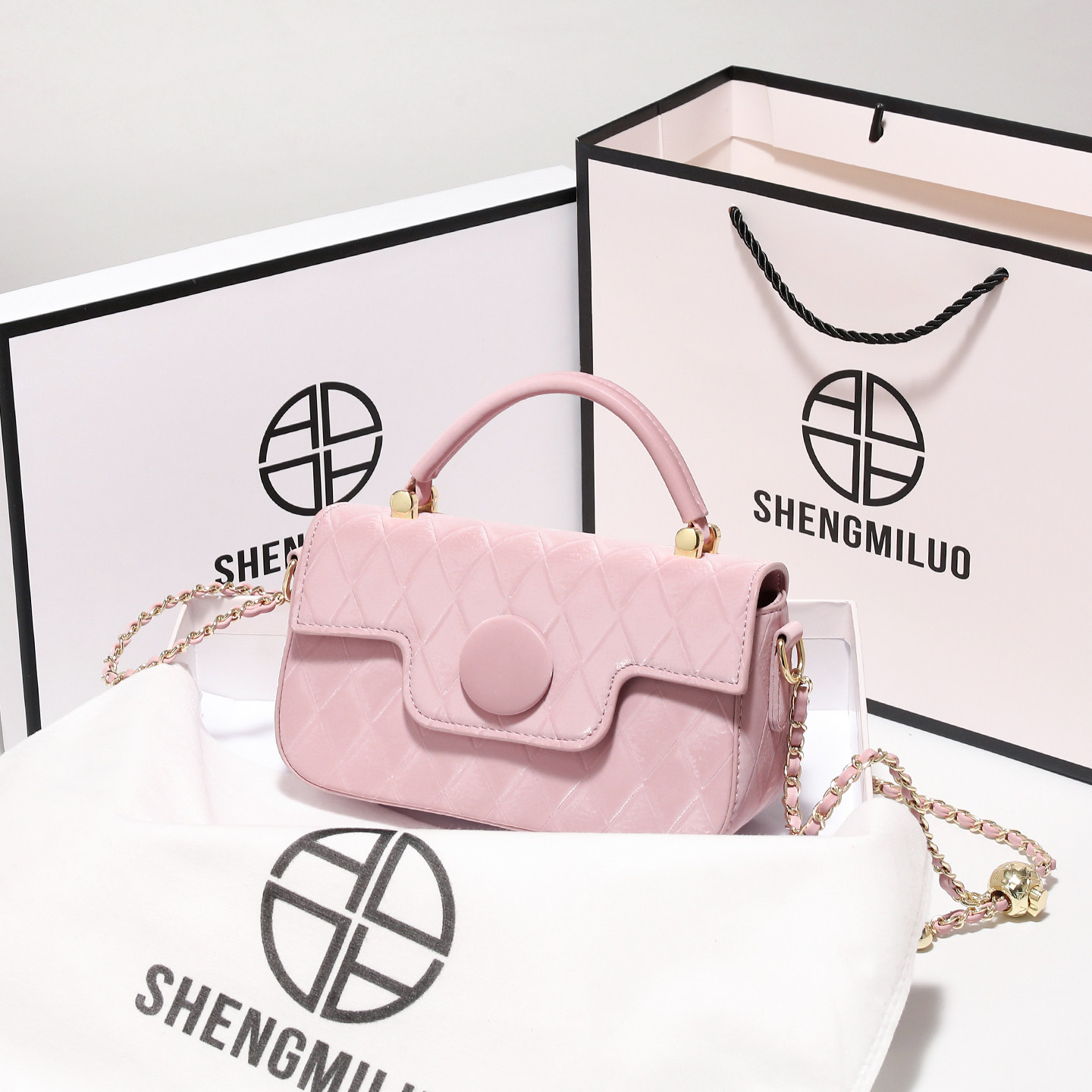 香港品牌轻奢生日礼物包包女2026新款粉色小众链条小方包斜挎包,箱包皮具/热销女包/男包,小方包,淘宝优惠券,粉丝福利购,淘宝优惠卷