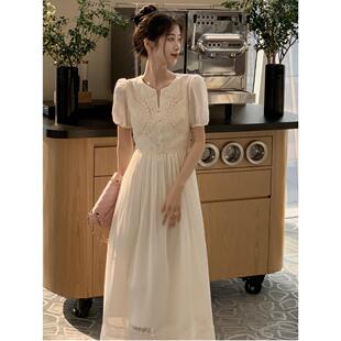 【现货秒发】法式白色连衣裙收腰气质高端精致洋气减龄裙子女夏季