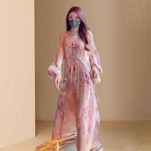 【现货秒发】夏季连衣裙子爆款2024新款春秋女装高端洋气奢华碎花