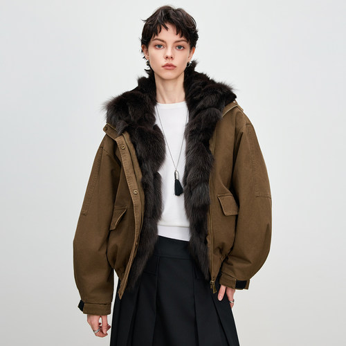 2025冬季女韩版狐狸毛内胆派克服