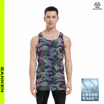 迷彩反光马拉松速干背心