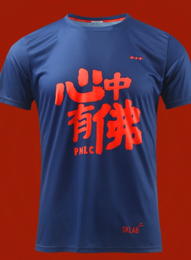 Sanken2025夏季新款男士T恤运动衣服透气速干国潮文化印花短袖衫