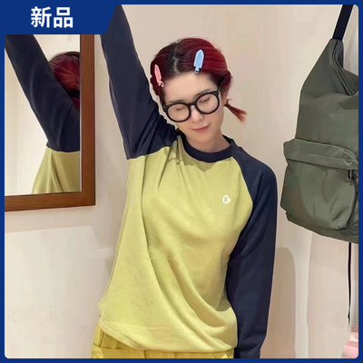 长袖磨毛女士拼色长袖T恤