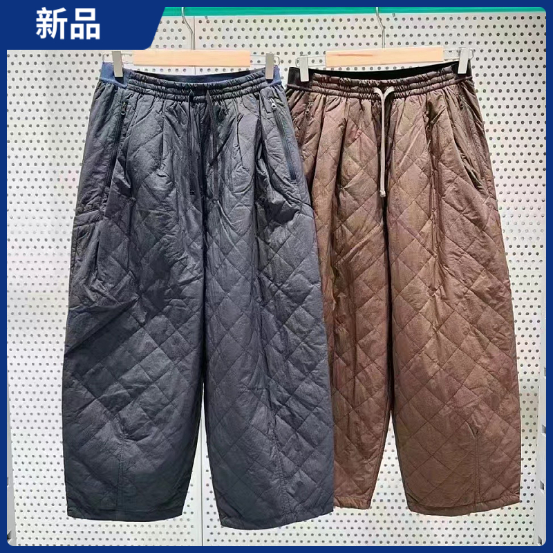 松紧腰休闲素然专比绗棉阔腿裤