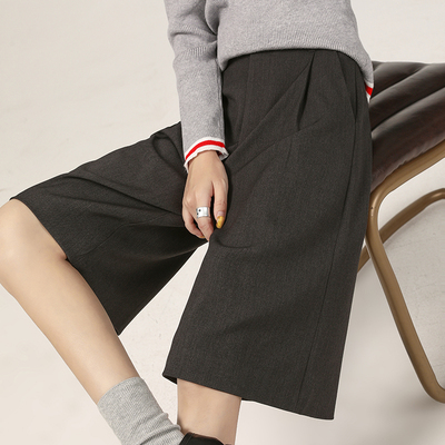 老钱风时尚直筒六分裤女西装短裤