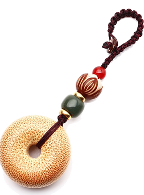 男女龙血金丝竹平安扣钥匙挂件