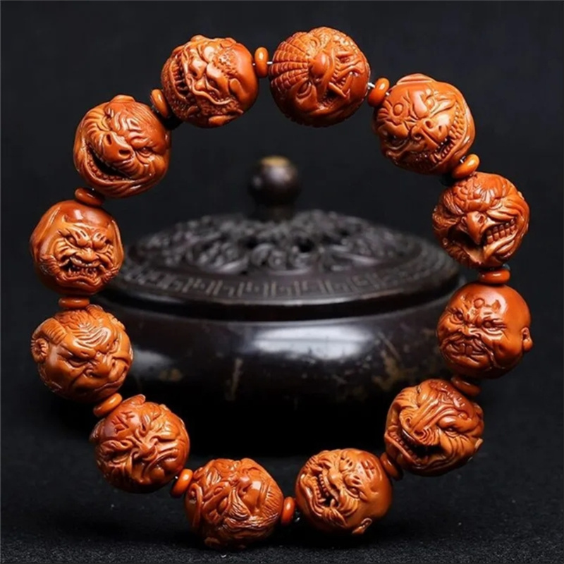 橄榄核手串核雕大籽单子雕刻单籽脖挂橄榄十二生肖恶僧手串男女款