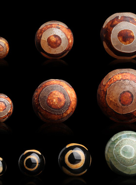 藏式天眼三眼天珠龟甲老玛瑙圆珠文玩佛DIY手串饰品配饰配件散珠