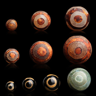 藏式天眼三眼天珠龟甲老玛瑙圆珠文玩佛DIY手串饰品配饰配件散珠