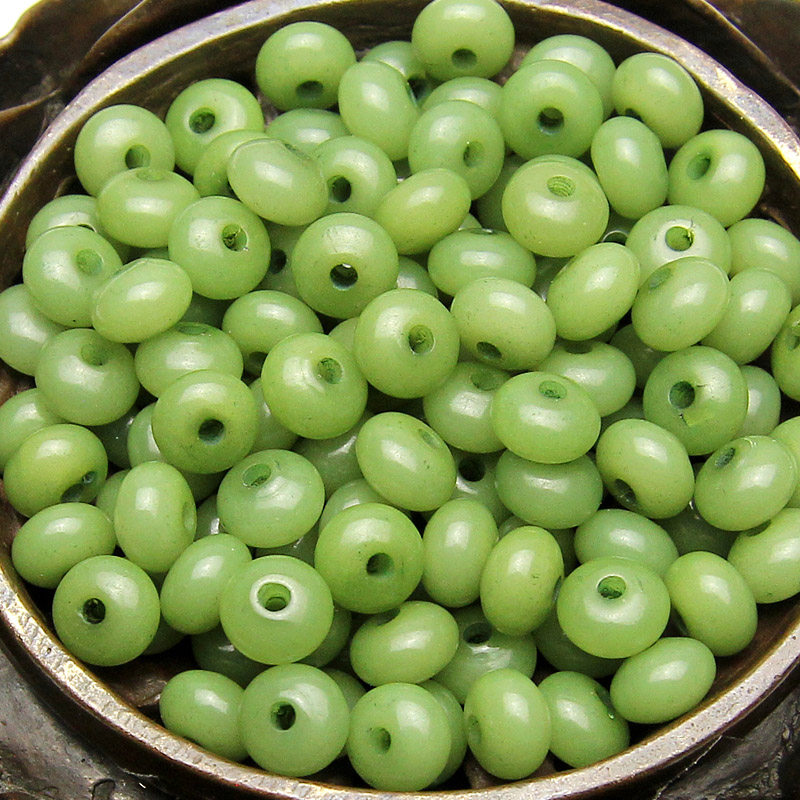 7mm绿色菩提根散珠隔珠算盘珠diy108颗手串手链佛珠念珠配件配饰