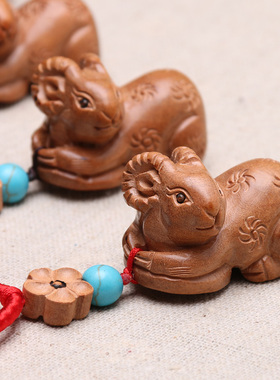 虎牛迎泰禄洋吉祥物鸣羊吊坠白泽鹿羊天月鹿丰登禄羊增泰保岁