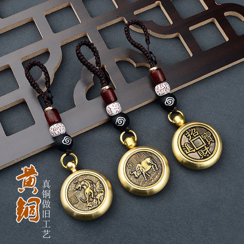黄铜12十二生肖旋转手把件