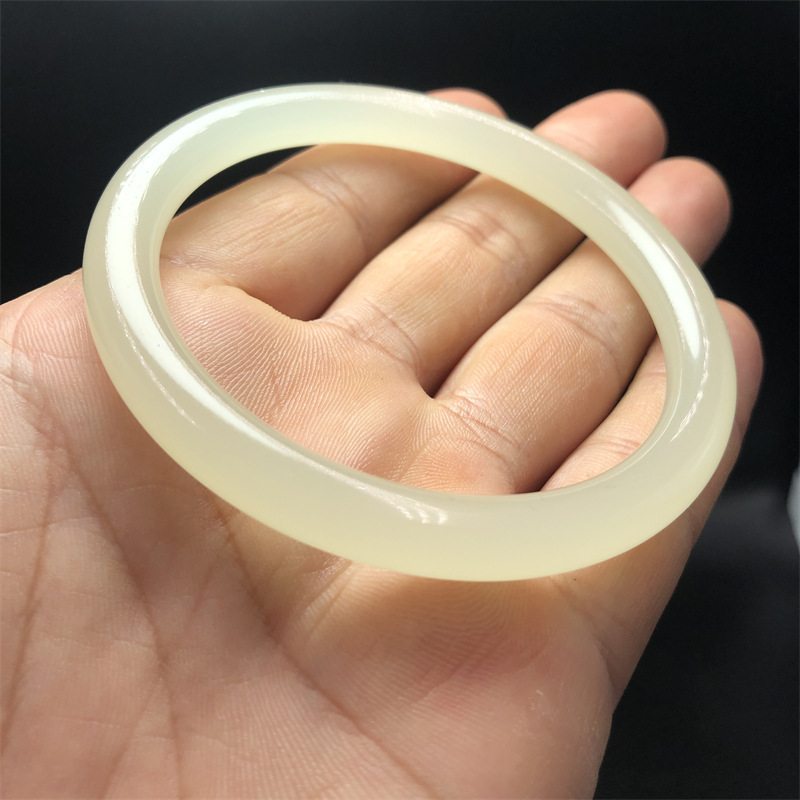 女仿和田玉乳化玻璃手镯子小圆条