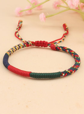 端午节新款手链手工编织金刚结红绳彩线八股辫藏式手绳女蛇本命年