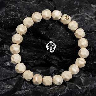 猛犸象牙5A级冰料原色手工雕刻无相单圈手串男女