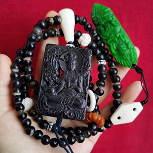 天然黑驴蹄子文玩无事牌饰品吊坠链民俗工艺品108佛珠手串盘玩男