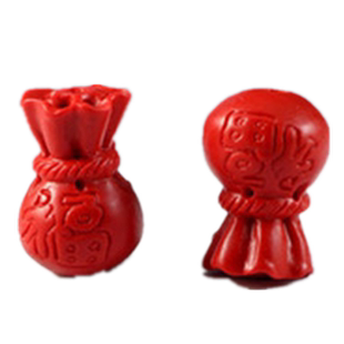 雕刻福袋小滴溜背云含辰砂粉压贝壳散珠DIY手工饰品配件多宝吊坠