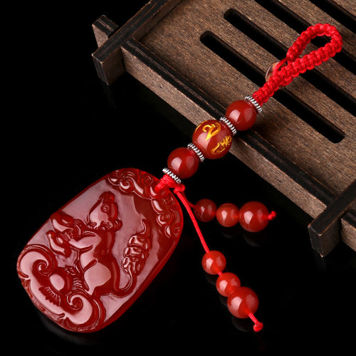 红玛瑙生肖鼠龙蛇马羊猴鸡狗吊坠