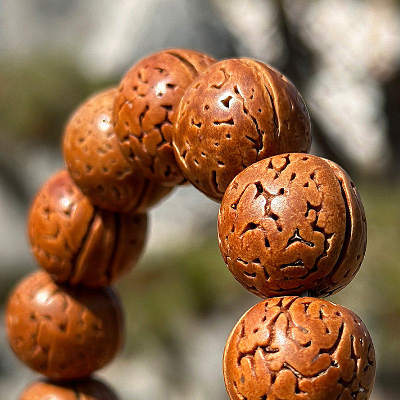 天然脑纹桃核手串文玩龙纹打磨小桃胡盘玩手把玩件男女士野山核桃
