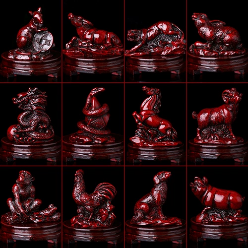 Имитация красного дерева Зодиак Зодиак крыса, крыса, тигровая кругарная змея, овца, обезьяна, курица, собачья свинья, три -линии домашних украшений ювелирных украшений