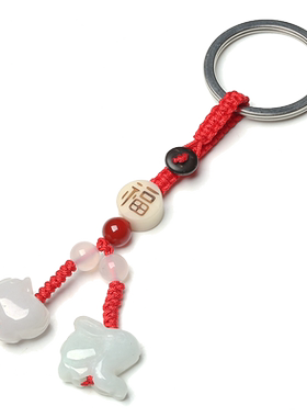 翡翠玉石生肖羊猪型兔形祥物吊坠